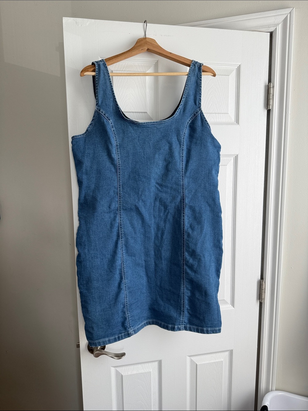 Sleeveless Denim Mini Dress in Blue